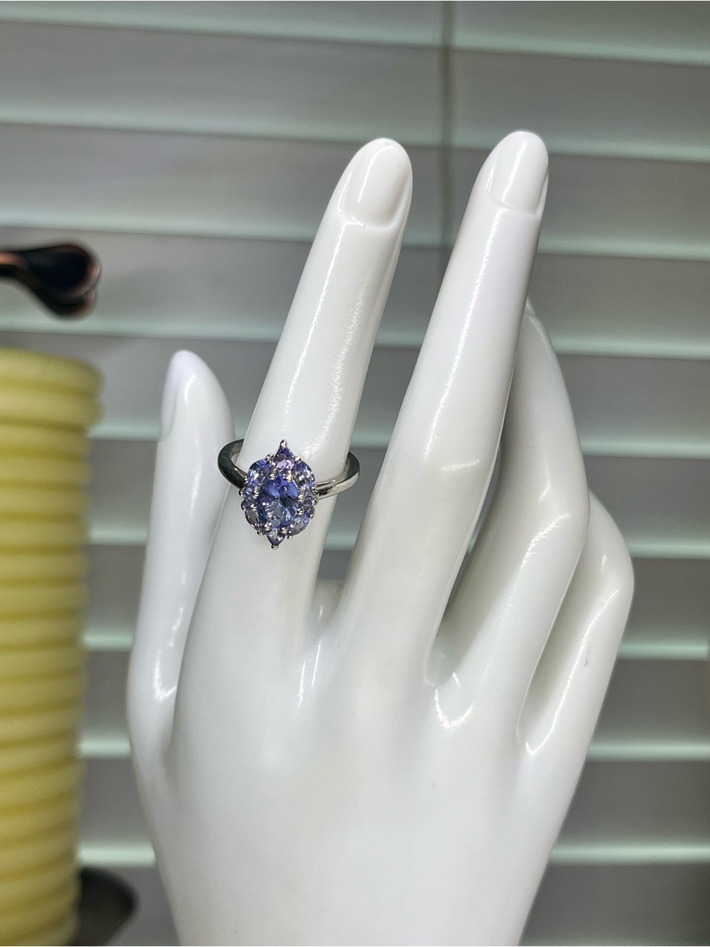 Elegant Purple-Blue Marquise Cluster Ring - Women Jewelry